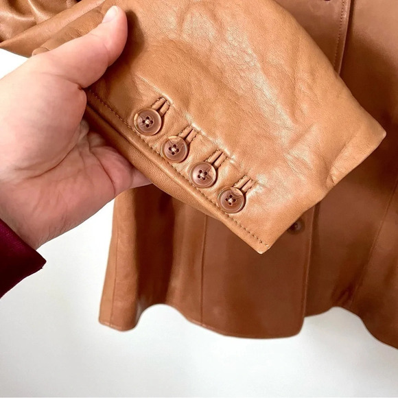 Cabela's Y2K Brown  Leather Button Up Blazer Jacket - Picture 4 of 8